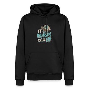 Drôle de dire « Ça brûle quand je fais » ! - Sweat à capuche Premium bio Homme - noir - Devant - Nico (187cm)