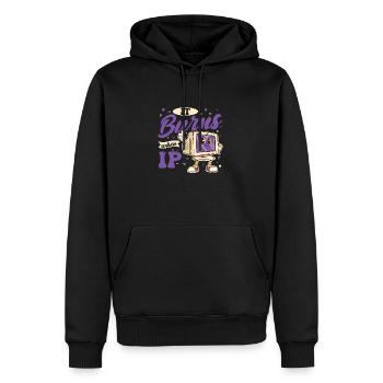 Drôle de dire « Ça brûle quand je fais » ! - Sweat à capuche Premium bio Homme - noir - Devant - Nico (187cm)