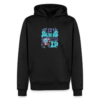 Funny saying "It Burns when I Pee"! - Men’s Premium Organic Hoodie - black - Front - Nico (187cm)