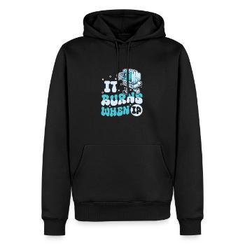 Funny saying "It Burns when I Pee"! Sarcastic - Men’s Premium Organic Hoodie - black - Front - Nico (187cm)