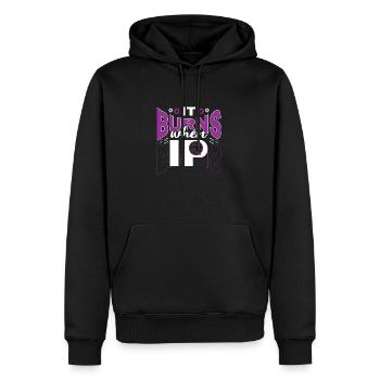 Drôle de dire « Ça brûle quand je fais » ! - Sweat à capuche Premium bio Homme - noir - Devant - Nico (187cm)