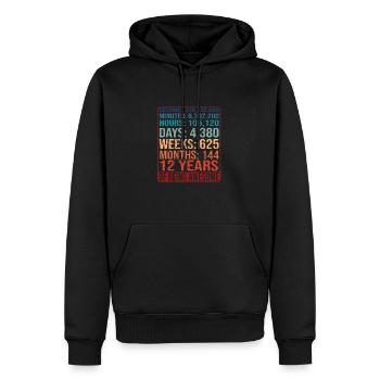 12 ans ! Cadeau d’anniversaire 12e anniversaire - Sweat à capuche Premium bio Homme - noir - Devant - Nico (187cm)