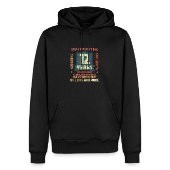 12 ans ! Cadeau d’anniversaire 12e anniversaire - Sweat à capuche Premium bio Homme - noir - Devant - Nico (187cm)