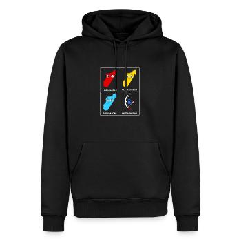 Madagascar Stimmungslevel Glücklich bis Ohne Sprit - Männer Premium Bio Hoodie - Schwarz - Vorne - Nico (187cm)