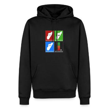 Madagascar Stimmungslevel Glücklich bis Ohne Sprit - Männer Premium Bio Hoodie - Schwarz - Vorne - Nico (187cm)