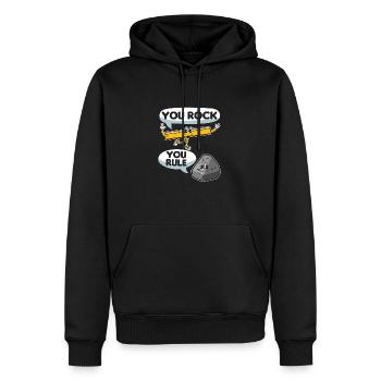 Vous rockez, vous régnez ! Musique stimulante - Sweat à capuche Premium bio Homme - noir - Devant - Nico (187cm)