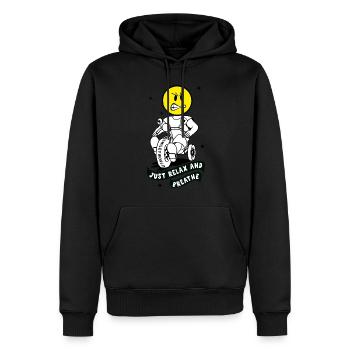 Smiley bébé en colère sur tricycle - Restez cool! - Sweat à capuche Premium bio Homme - noir - Devant - Nico (187cm)