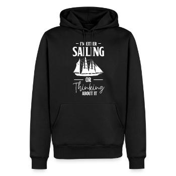 Navigation en voilier - Sweat à capuche Premium bio Homme - noir - Devant - Nico (187cm)