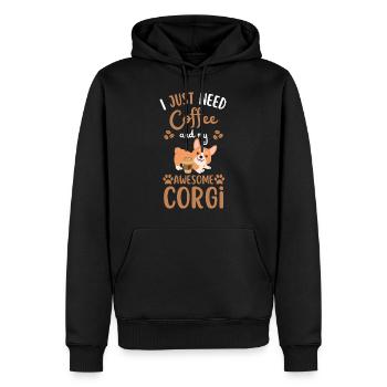 Sweet Welsh Corgi Coffee Dog Cafe kawaii - Sweat à capuche Premium bio Homme - noir - Devant - Nico (187cm)