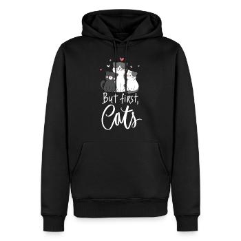Amour des chats pour les amoureux des chats - Sweat à capuche Premium bio Homme - noir - Devant - Nico (187cm)