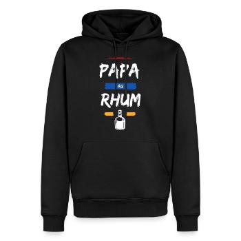 Papa au Rhum Bouteille. Humour Cadeau Anniversaire - Sweat à capuche Premium bio Homme - noir - Devant - Nico (187cm)