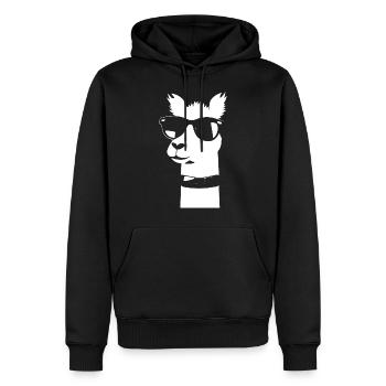 Lustiges Alpaka mit Sonnenbrille Coole Alpakas - Männer Premium Bio Hoodie - Schwarz - Vorne - Nico (187cm)