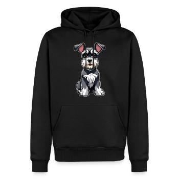 Mignon petit chien schnauzer - Sweat à capuche Premium bio Homme - noir - Devant - Nico (187cm)