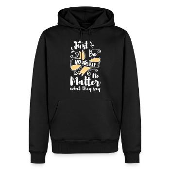 Anders Stolz Style - Männer Premium Bio Hoodie - Schwarz - Vorne - Nico (187cm)