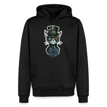Chat Steampunk Rose Noire Gothique - Sweat à capuche Premium bio Homme - noir - Devant - Nico (187cm)