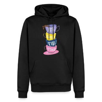 Es ist immer Teezeit - Männer Premium Bio Hoodie - Schwarz - Vorne - Nico (187cm)