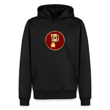 Lettre P - Sweat à capuche Premium bio Homme - noir - Devant - Nico (187cm)