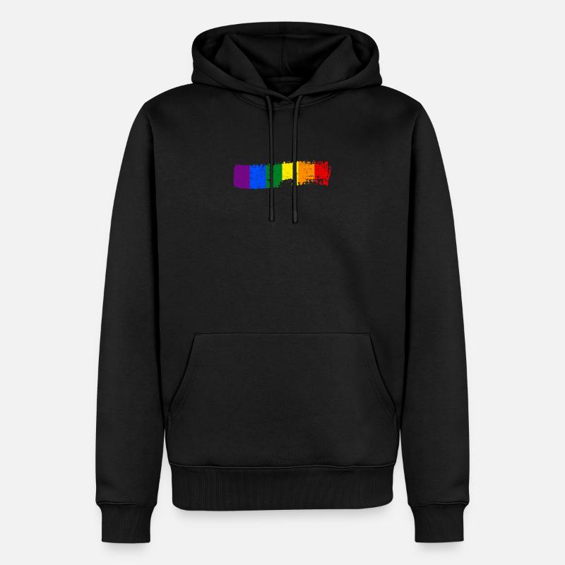 Coup de pinceau drapeau arc-en-ciel - Sweat à capuche Premium bio Homme - noir