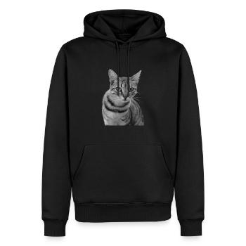 Chat blanc-noir Chat noir et blanc - Sweat à capuche Premium bio Homme - noir - Devant - Nico (187cm)