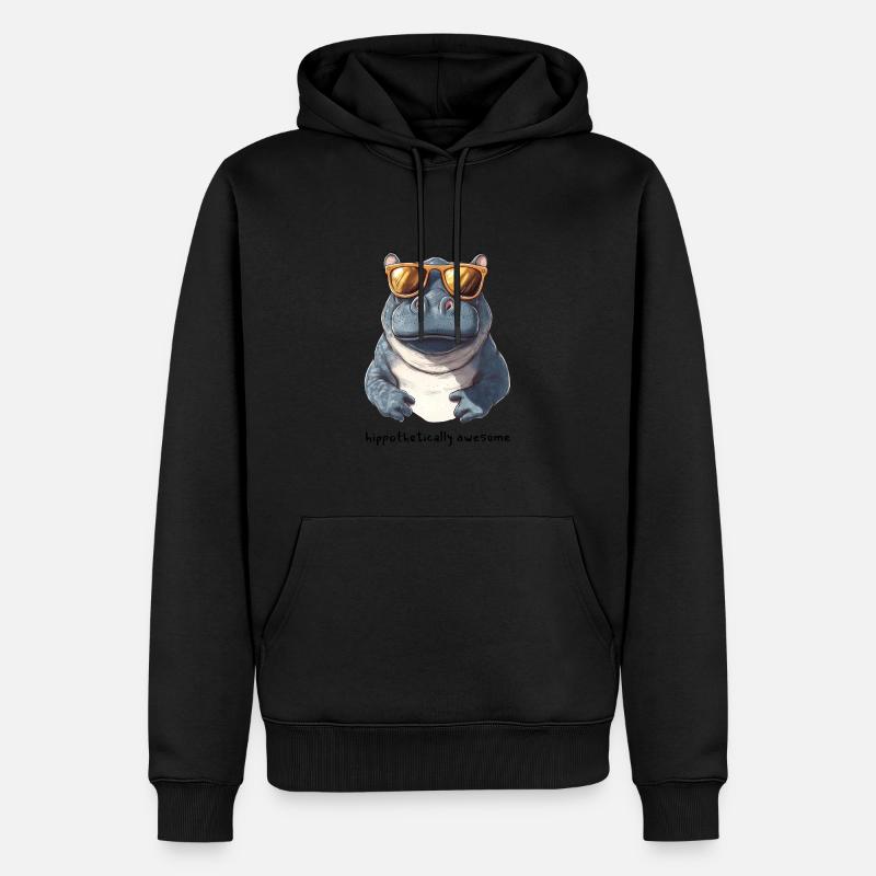 Hippopotame avec lunettes de soleil - Sweat à capuche Premium bio Homme - noir
