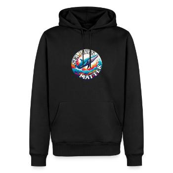 Schützt das Leben im Meer Blauwal im Farbkreis - Männer Premium Bio Hoodie - Schwarz - Vorne - Nico (187cm)