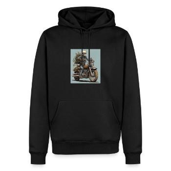Skeleton Bones & Flowers Biker - Men’s Premium Organic Hoodie - black - Front - Nico (187cm)