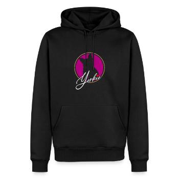 Yorkshire Terrier en cercle coloré avec coeur rouge - Sweat à capuche Premium bio Homme - noir - Devant - Nico (187cm)