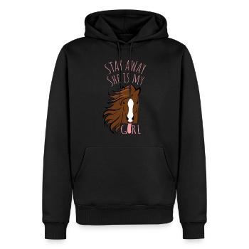 Pferdemotiv - Finger weg. Sie gehört mir! - Männer Premium Bio Hoodie - Schwarz - Vorne - Nico (187cm)
