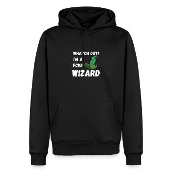 Wizard - Männer Premium Bio Hoodie - Schwarz - Vorne - Nico (187cm)