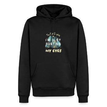 Je ne dors pas, je repose juste mes yeux drôle - Sweat à capuche Premium bio Homme - noir - Devant - Nico (187cm)