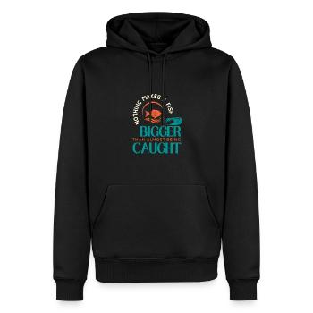 Nichts macht einen Fisch größer, als fast kaugiert zu werden - Männer Premium Bio Hoodie - Schwarz - Vorne - Nico (187cm)