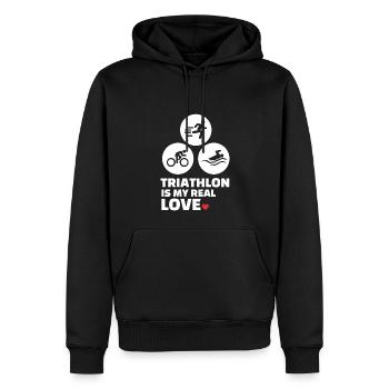 Ich Liebe Triathlon - Männer Premium Bio Hoodie - Schwarz - Vorne - Nico (187cm)