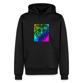 Lion | Animal | Predator | Roar - Men’s Premium Organic Hoodie - black - Front - Nico (187cm)