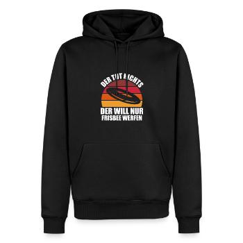 Ultimate Sport Disc Golf Frisbee Geschenk - Männer Premium Bio Hoodie - Schwarz - Vorne - Nico (187cm)