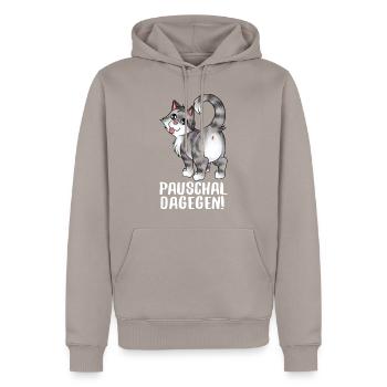 Paschal dagegen - Lustige freche Katze zeigt Popo - Männer Premium Bio Hoodie - Taupe - Vorne - Nico (187cm)