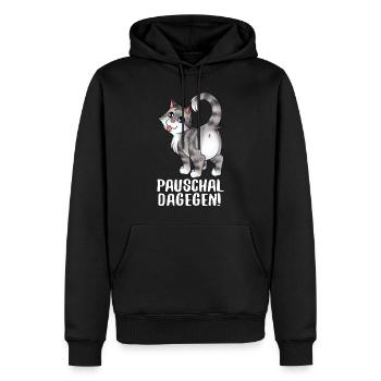 Paschal dagegen - Lustige freche Katze zeigt Popo - Männer Premium Bio Hoodie - Schwarz - Vorne - Nico (187cm)