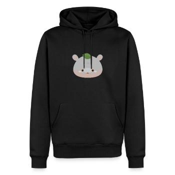 Pygmy Hippo Emotional Support Leaf - Men’s Premium Organic Hoodie - black - Front - Nico (187cm)