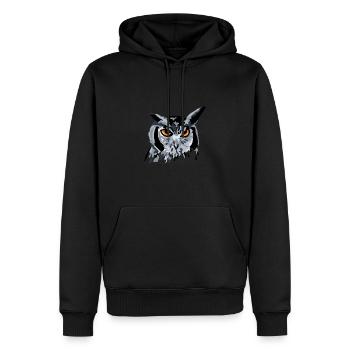 Eule Uhu Kauz Vogel - Männer Premium Bio Hoodie - Schwarz - Vorne - Nico (187cm)