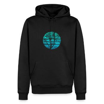 Baum Sonnenuntergang - Wandern - Männer Premium Bio Hoodie - Schwarz - Vorne - Nico (187cm)