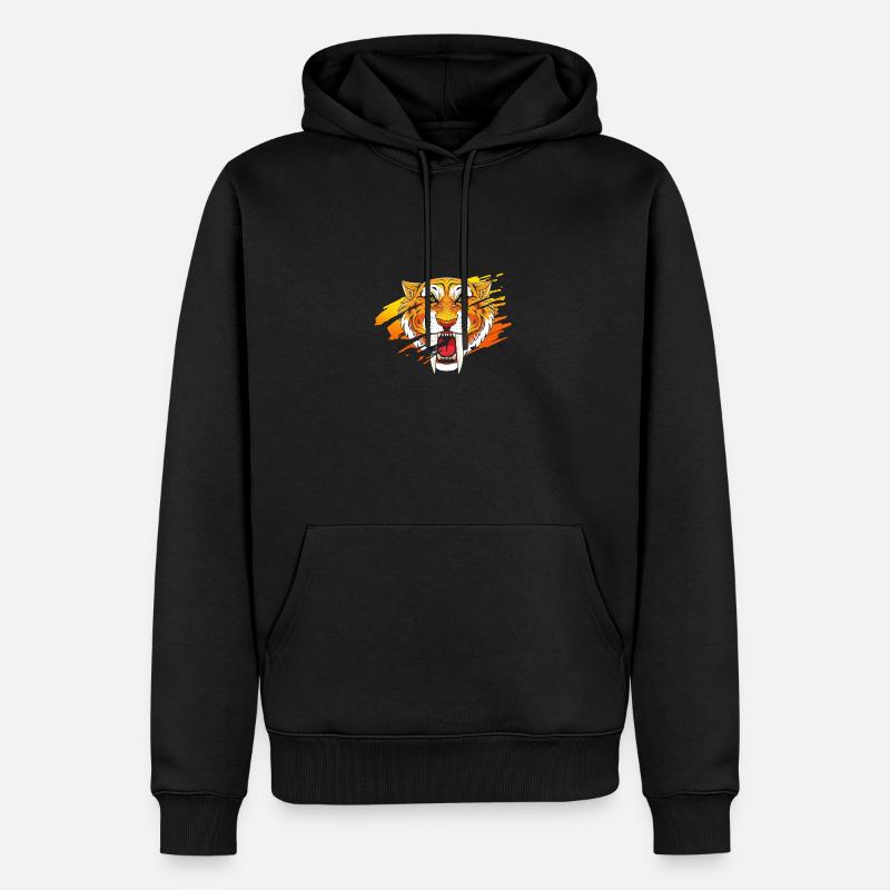 Tigre à dents de sabre - Sweat à capuche Premium bio Homme - noir