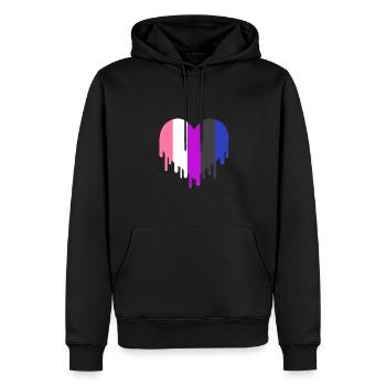 Dripping Gender Fluid Pride Heart - Men’s Premium Organic Hoodie - black - Front - Nico (187cm)