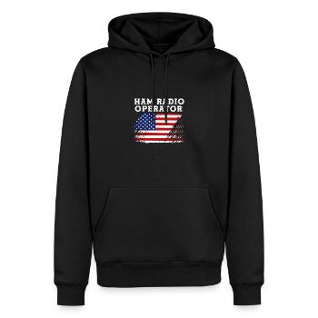 Antenne radio amateur - Sweat à capuche Premium bio Homme - noir - Devant - Nico (187cm)