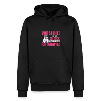 Vorsicht Ich Bin Zu Dick Zum Wegrennen Ich Kämpfe - Männer Premium Bio Hoodie - Schwarz - Vorne - Nico (187cm)