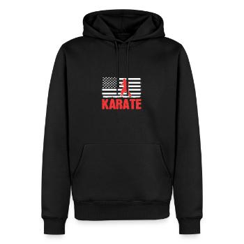 Karaté Autodéfense Arts Martiaux - Sweat à capuche Premium bio Homme - noir - Devant - Nico (187cm)