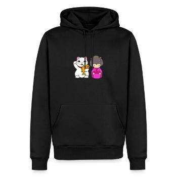Maneki Neko Japan Glücksbringer - Männer Premium Bio Hoodie - Schwarz - Vorne - Nico (187cm)