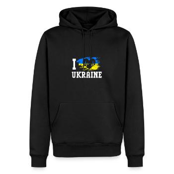 Ukraine - Männer Premium Bio Hoodie - Schwarz - Vorne - Nico (187cm)