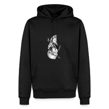 SPARTANISCH - Männer Premium Bio Hoodie - Schwarz - Vorne - Nico (187cm)