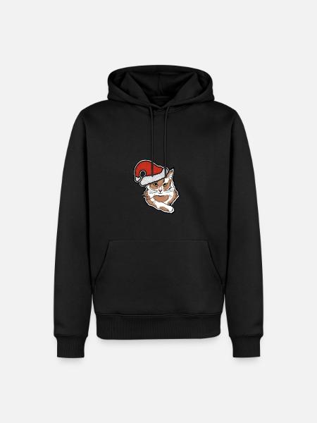 cat with chrismas hat - Men’s Premium Organic Hoodie - 