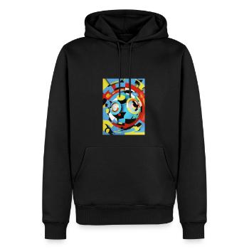 planete tendance 2023 - Sweat à capuche Premium bio Homme - noir - Devant - Nico (187cm)