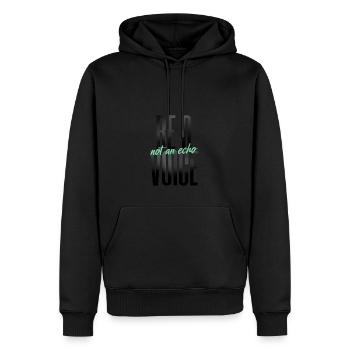 Be a Voice, Not an Echo motivational design - Men’s Premium Organic Hoodie - black - Front - Nico (187cm)